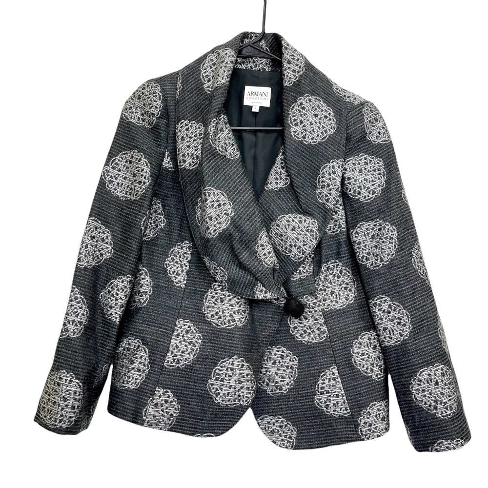 Armani Collezioni Gray Silver Blazer Suit Coat Geometric Italy Women Size 6